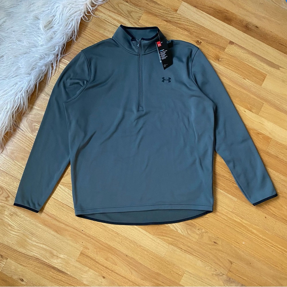 Under Armour NEW Cold Gear Gray 1/2 Zip Long Sleeve Mock Neck Top